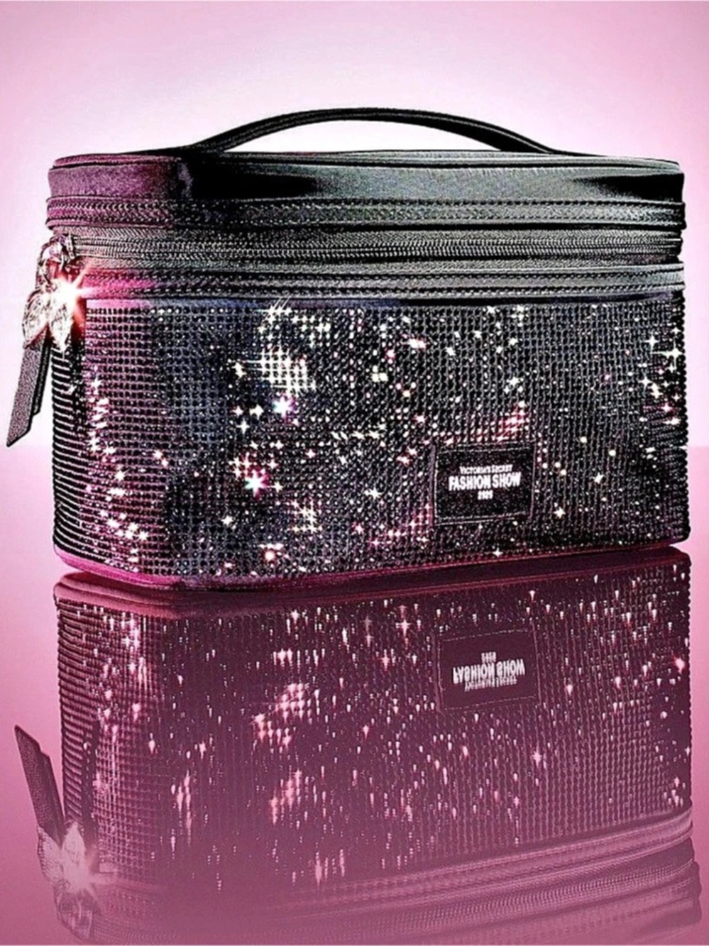 Victoria's Secret VSFS Vanity Case Sequin Vanity Case in Black Like New